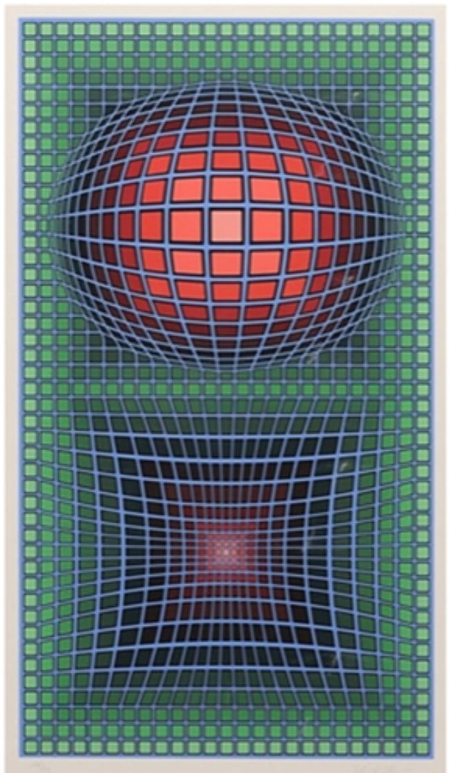 Composition in Green, Red And Violet Limited Edition Print by Victor Vasarely Composition in Green, Red And Violet Limited Edition Print by Victor Vasarely