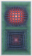 Composition in Green, Red And Violet Limited Edition Print by Victor Vasarely - 0 Composition in Green, Red And Violet Limited Edition Print by Victor Vasarely - 0