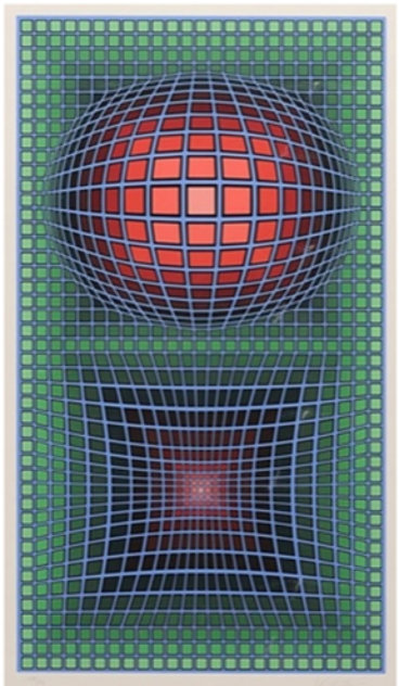 Composition in Green, Red And Violet - Polychrome Limited Edition Print by Victor Vasarely