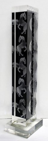 Zebra Tower Acrylic Sculpture 1990 24 in Sculpture - Victor Vasarely
