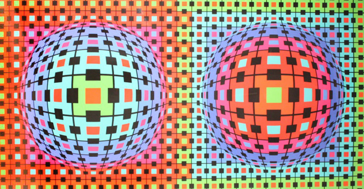 Composition Ionau 1987 72x40 Limited Edition Print by Victor Vasarely Composition Ionau 1987 72x40 Limited Edition Print by Victor Vasarely