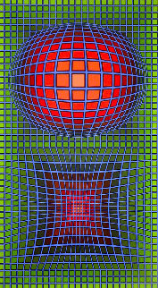 Composition in Green, Red And Violet 1980 Limited Edition Print - Victor Vasarely Composition in Green, Red And Violet 1980 Limited Edition Print - Victor Vasarely