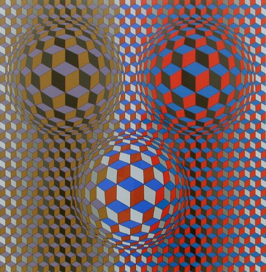 Composition in Green, Red And Violet by Victor Vasarely