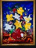 Mixed Flowers on Blue 2000 39x34 Original Painting by Dean Vella - 1
