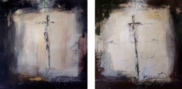 En Masse Revisited (Diptych) Beach 2009 30x60 Original Painting - James Verbicky En Masse Revisited (Diptych) Beach 2009 30x60 Original Painting - James Verbicky