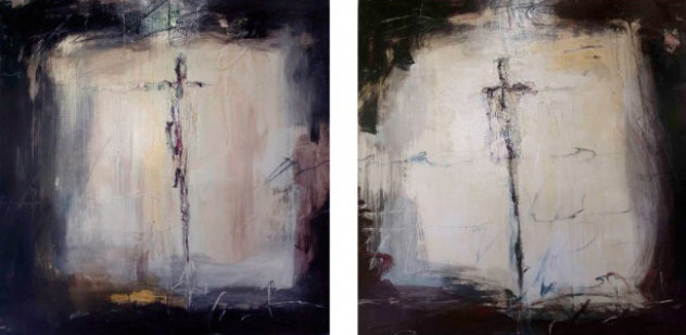 En Masse Revisited (Diptych) Beach 2009 30x60 Huge Original Painting by James Verbicky