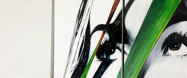 Stare III Triptych 2005 24x72 Huge Original Painting by James Verbicky