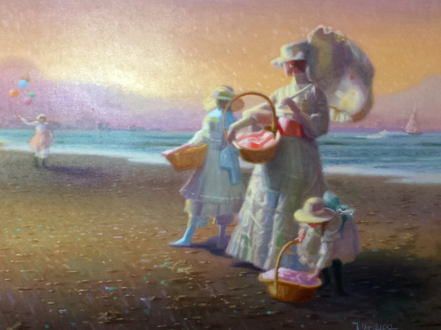 Sunset Beach 1984 35x40 Original Painting by James Verdugo