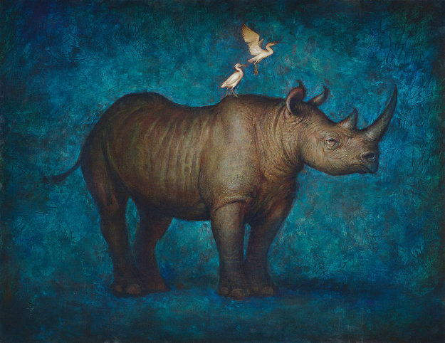 Once, There Were Black Rhinos 2018 34x44 Super Huge by Sequoia C.  Versillee
