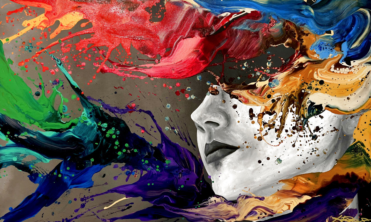 Faceless Series 2015 Acrylic on Canvas by Kevin "Kre8" Vigil For Sale