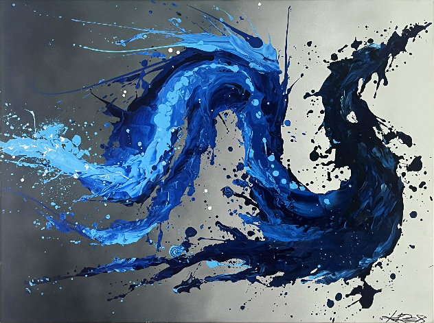 Blue Dragon 2017 36x48 - Huge Original Painting by Kevin 