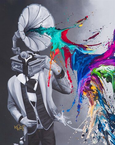Magnificent Noise 2021- Framed  Embellished Giclee on Canvas  - Music Limited Edition Print - Kevin 