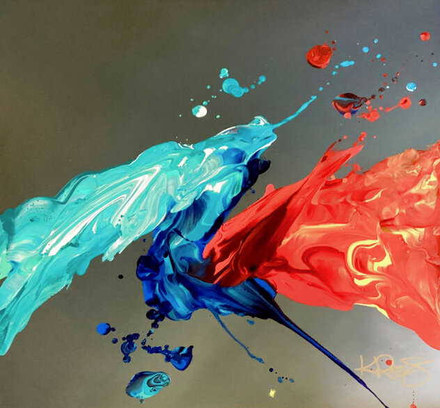 フェイシズインケイマン　絵画　ブルーリヴァード Forged by Passion (Rainbow) 2022 Mixed Media on Canvas by Kevin