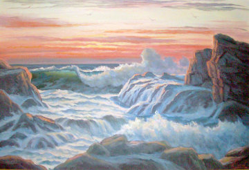 Ageless Sea 1974 24x36 Original Painting - John Vignari Ageless Sea 1974 24x36 Original Painting - John Vignari