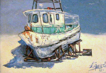 Concrete Boat, Florida Original Painting - John Vignari Concrete Boat, Florida Original Painting - John Vignari