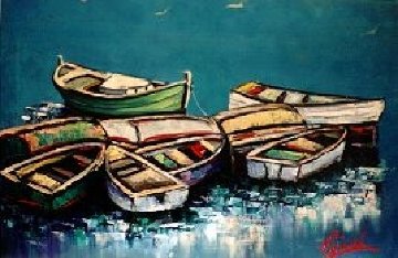 Boats 20x30 Maine Original Painting - John Vignari Boats 20x30 Maine Original Painting - John Vignari