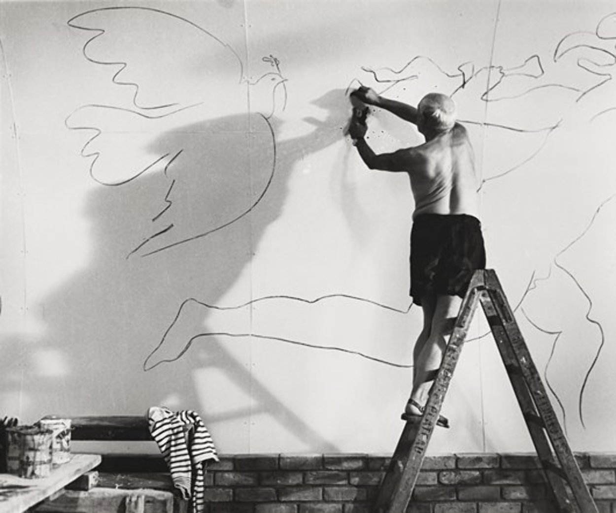 Picasso Working on the Fresco For the Film By Luciano Emmer, CA III 1953 HS Photography by Andre Villers