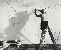 Picasso Working on the Fresco For the Film By Luciano Emmer, CA III 1953 HS Photography by Andre Villers - 0