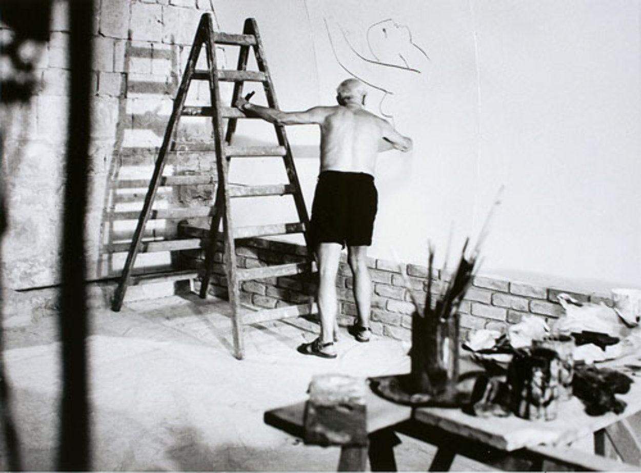 Picasso Working on the Fresco For the Film By Luciano Emmer II, 1953 HS Photography by Andre Villers