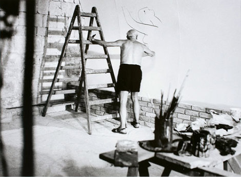Picasso Working on the Fresco For the Film By Luciano Emmer II, 1953 HS Photography - Andre Villers