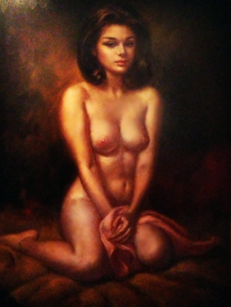 Untitled Nude Portrait 35x23 Original Painting by Larry Garrison Vincent