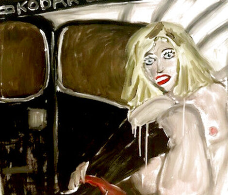 Courtney Black Cab 2004 20x16 Original Painting - Stella Vine