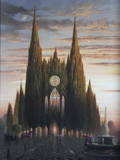 Purple Horse At Chartres 2006 Limited Edition Print - Vladimir Kush Purple Horse At Chartres 2006 Limited Edition Print - Vladimir Kush