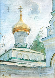 Church of Ilja-the Prophet in Moscow 1988 18x14 Original Painting - Vladimir Kush