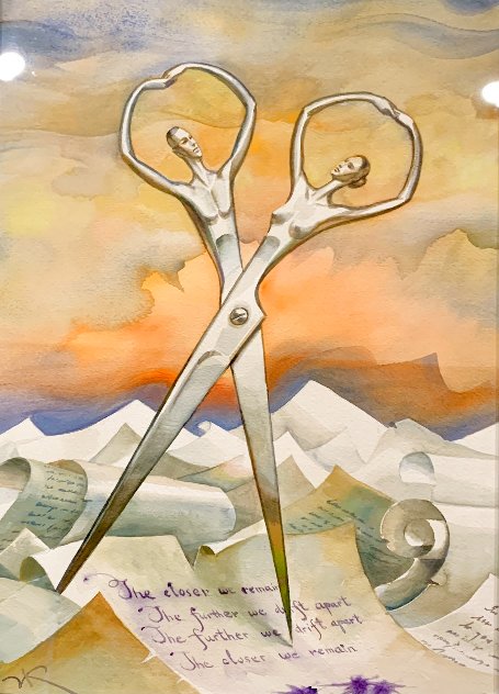 Always Together Watercolor 19x15 Watercolor by Vladimir Kush