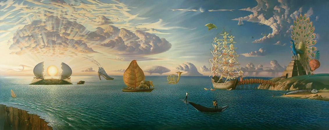 Mythology of the Oceans and Heavens - with Remarque Mural Size 37x80 Limited Edition Print by Vladimir Kush