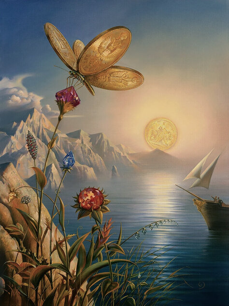 Treasure Island - Signed Twice - Framed Giclee on Canvas by Vladimir Kush