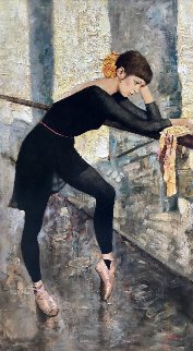 In Ballet Class 2015 54x30 Original Painting - Vladimir Mukhin
