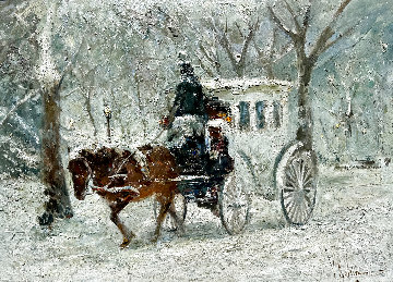 Christmas in Central Park 2016 32x42 Huge Original Painting - Vladimir Mukhin
