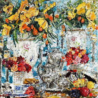 Yellow Callas 2011 42x42 Huge Original Painting - Vladimir Mukhin Yellow Callas 2011 42x42 Huge Original Painting - Vladimir Mukhin