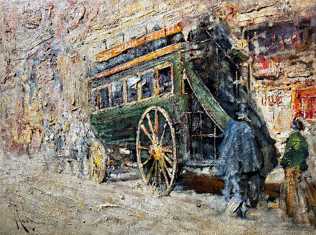 A Red Stagecoach 2009 18x24 Original Painting by Vladimir Mukhin