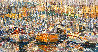 Cannes: Boats 2016 34x70-  Huge Mural Size Painting - France Original Painting by Vladimir Mukhin - 2