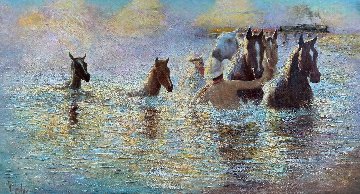 Purple Haze 2019 42x78 Original Painting - Vladimir Mukhin