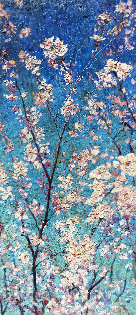 Cherry Blossom 2016 50x22 - Huge Original Painting by Vladimir Mukhin