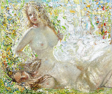 Sunflecks 2019 48x57 Original Painting - Vladimir Mukhin