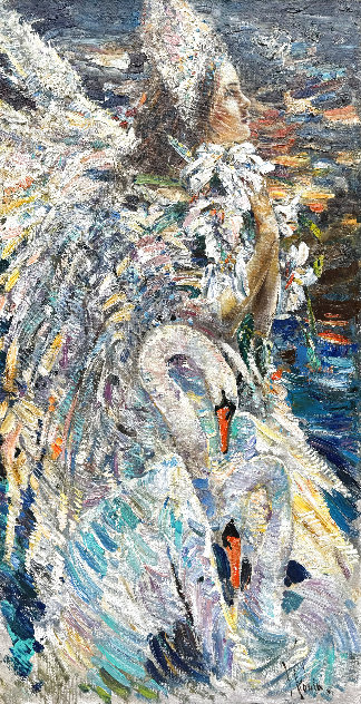 Swan Princess 2016 71x36 - Huge Mural Size Original Painting by Vladimir Mukhin