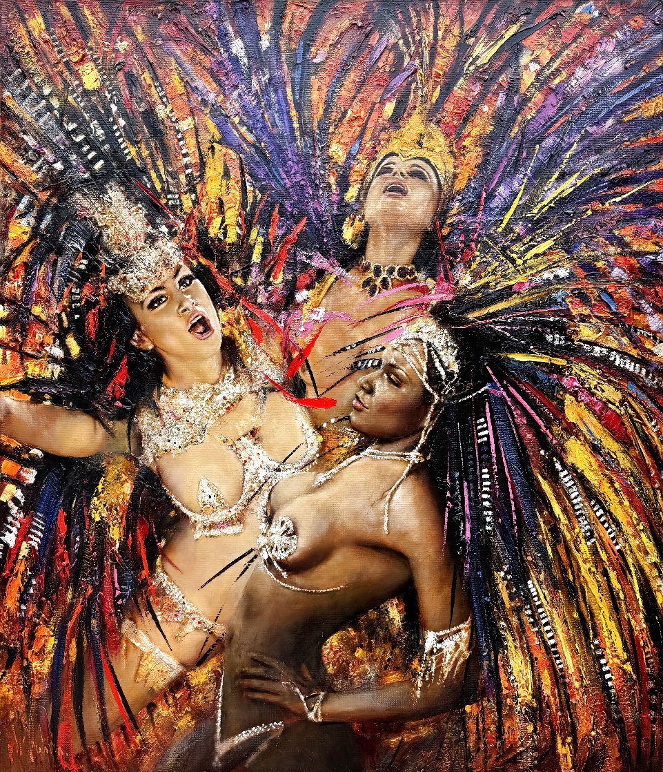 Rio Carnival 2011 54x46 Huge Original Painting by Vladimir Mukhin