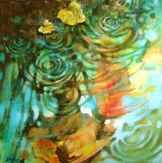 Rainy Lovers in Fall 2016 30x30 Original Painting - Voytek Rainy Lovers in Fall 2016 30x30 Original Painting - Voytek