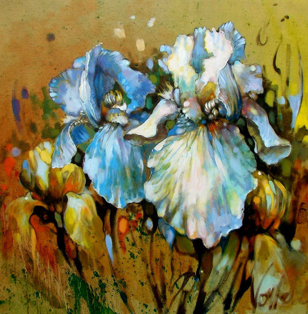 Marta's Garden - Iris Story 2019 36x36 Original Painting by  Voytek