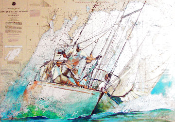 Sailor's Diary Race 2021 40x51 Nautical Chart Original Painting - Voytek Sailor's Diary Race 2021 40x51 Nautical Chart Original Painting - Voytek