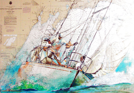 Sailor's Diary Race 2021 40x51 Nautical Chart Original Painting -  Voytek