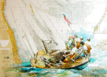 Sailor's Diary, Lake Michigan 2021 40x51 Nautical Chart Original Painting - Voytek Sailor's Diary, Lake Michigan 2021 40x51 Nautical Chart Original Painting - Voytek