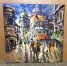 Late in Paris 36x36 Acrylic and Oil on Canvas  - France Original Painting by  Voytek - 1