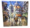 Late in Paris 36x36 Acrylic and Oil on Canvas  - France Original Painting by  Voytek - 2