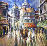 Late in Paris 36x36 Acrylic and Oil on Canvas  - France Original Painting by  Voytek - 0