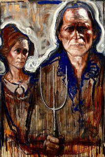 American Farmer Couple 2017 59x39 Super Huge Original Painting - Nico Vrielink American Farmer Couple 2017 59x39 Super Huge Original Painting - Nico Vrielink